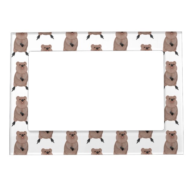 Happy smiling cute quokka cartoon design magnetic frame (Front)