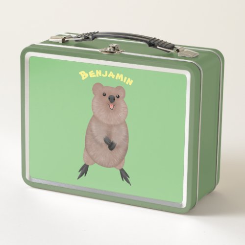 Happy smiling cute quokka cartoon design metal lunch box