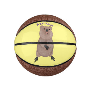Happy smiling cute quokka cartoon design mini basketball