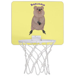 Happy smiling cute quokka cartoon design mini basketball hoop