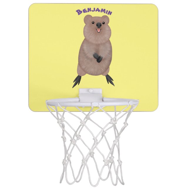 Happy smiling cute quokka cartoon design mini basketball hoop (Front)