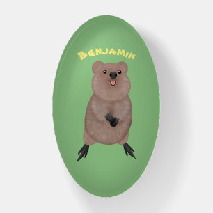 Happy smiling cute quokka cartoon design paperweight