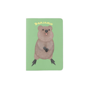 Happy smiling cute quokka cartoon design  passport holder