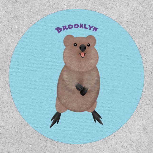 Happy smiling cute quokka cartoon design  patch (Front)