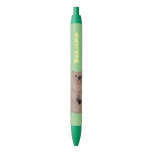 Happy smiling cute quokka cartoon design pen