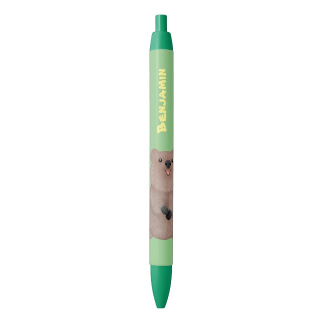 Happy smiling cute quokka cartoon design pen (Front Vertical)