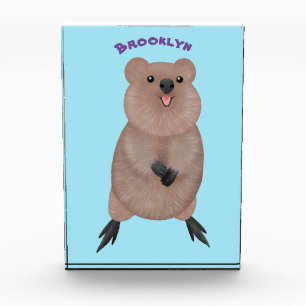 Happy smiling cute quokka cartoon design photo block