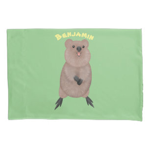 Happy smiling cute quokka cartoon design pillow case