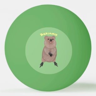 Happy smiling cute quokka cartoon design  ping pong ball