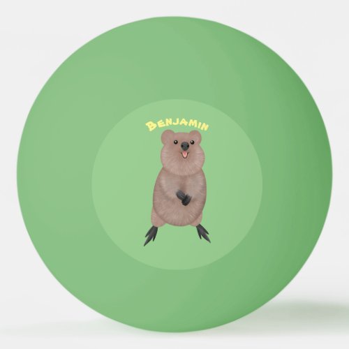 Happy smiling cute quokka cartoon design  ping pong ball