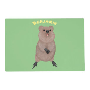 Happy smiling cute quokka cartoon design placemat