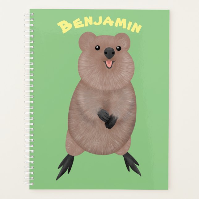 Happy smiling cute quokka cartoon design planner (Front)