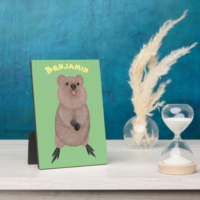 Happy smiling cute quokka cartoon design plaque (Side)