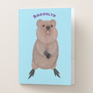 Happy smiling cute quokka cartoon design pocket folder