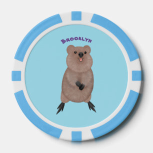 Happy smiling cute quokka cartoon design poker chips