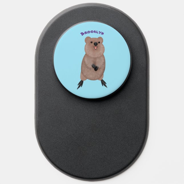 Happy smiling cute quokka cartoon design PopSocket (Popsocket)