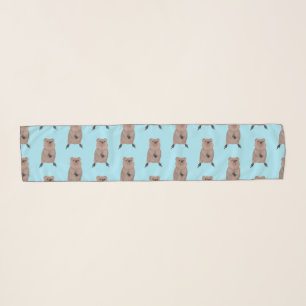 Happy smiling cute quokka cartoon design scarf
