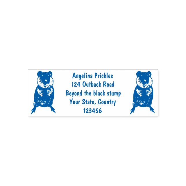 Happy smiling cute quokka cartoon design self-inking stamp (Design)