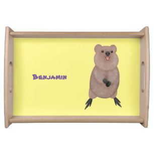 Happy smiling cute quokka cartoon design serving tray