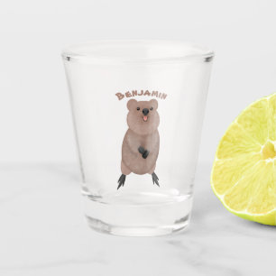 Happy smiling cute quokka cartoon design shot glass