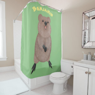 Happy smiling cute quokka cartoon design shower curtain
