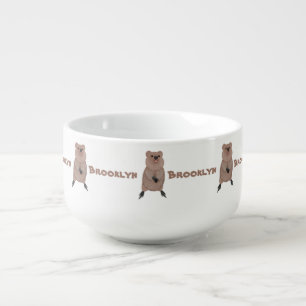 Happy smiling cute quokka cartoon design soup mug