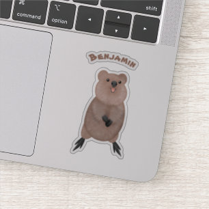Happy smiling cute quokka cartoon design sticker