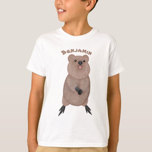 Happy smiling cute quokka cartoon design T_Shirt