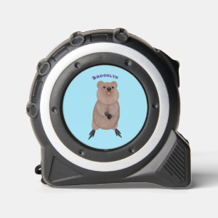 Happy smiling cute quokka cartoon design tape measure
