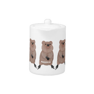 Happy smiling cute quokka cartoon design teapot