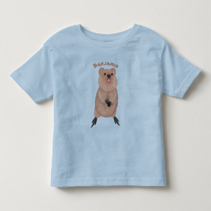 Happy smiling cute quokka cartoon design toddler t-shirt