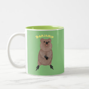 Happy smiling cute quokka cartoon design Two-Tone coffee mug