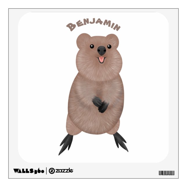 Happy smiling cute quokka cartoon design  wall decal (Front)