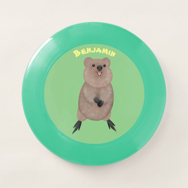 Happy smiling cute quokka cartoon design Wham-O frisbee (Front)