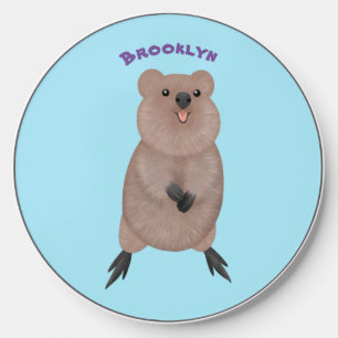 Happy smiling cute quokka cartoon design wireless charger