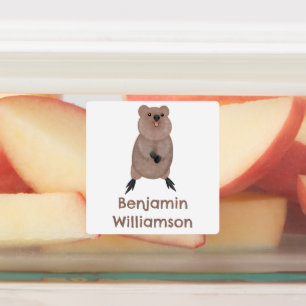 Happy smiling cute quokka cartoon personalized labels