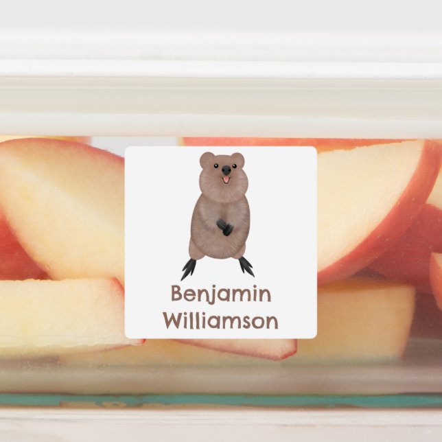 Happy smiling cute quokka cartoon personalized labels (Affixed)