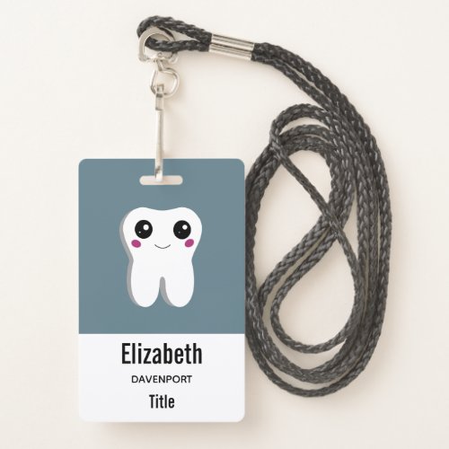 Happy Smiling Dental Tooth Cute Badge
