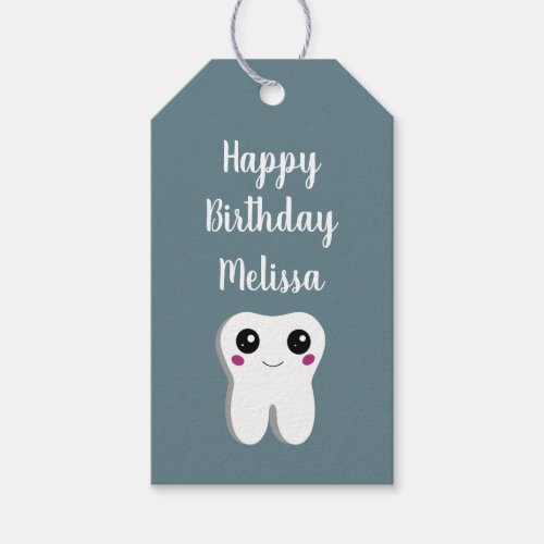 Happy Smiling Dental Tooth Cute Birthday Gift Tags