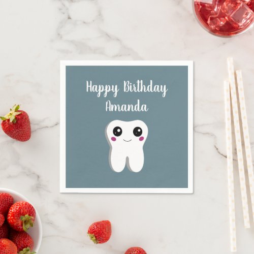 Happy Smiling Dental Tooth Cute Birthday Napkins