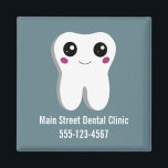 Happy Smiling Dental Tooth Cute Business Magnet<br><div class="desc">A magnet with a drawing of a big white tooth with a cute kawaii smile and big happy eyes.</div>