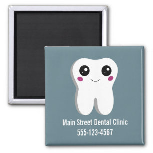 Happy Smiling Dental Tooth Cute Business Magnet