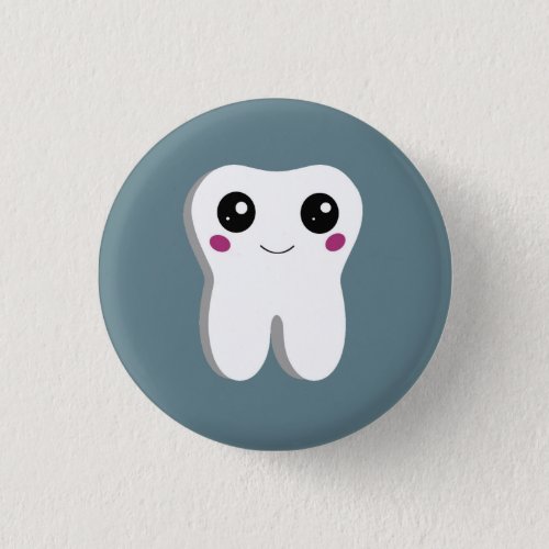 Happy Smiling Dental Tooth Cute Button