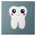Happy Smiling Dental Tooth Cute Ceramic Tile<br><div class="desc">Ceramic tile with a drawing of a big white tooth with a cute kawaii smile and big happy eyes.</div>