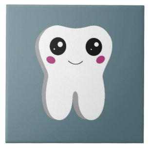 Happy Smiling Dental Tooth Cute Ceramic Tile