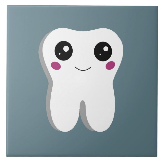 Happy Smiling Dental Tooth Cute Ceramic Tile (Front)