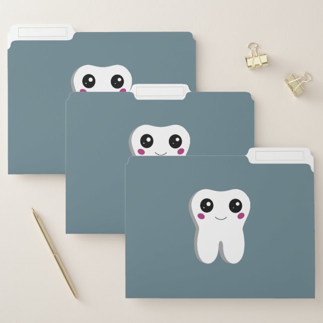 Happy Smiling Dental Tooth Cute File Folder (Set)