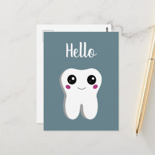 Happy Smiling Dental Tooth Cute Hello Postcard