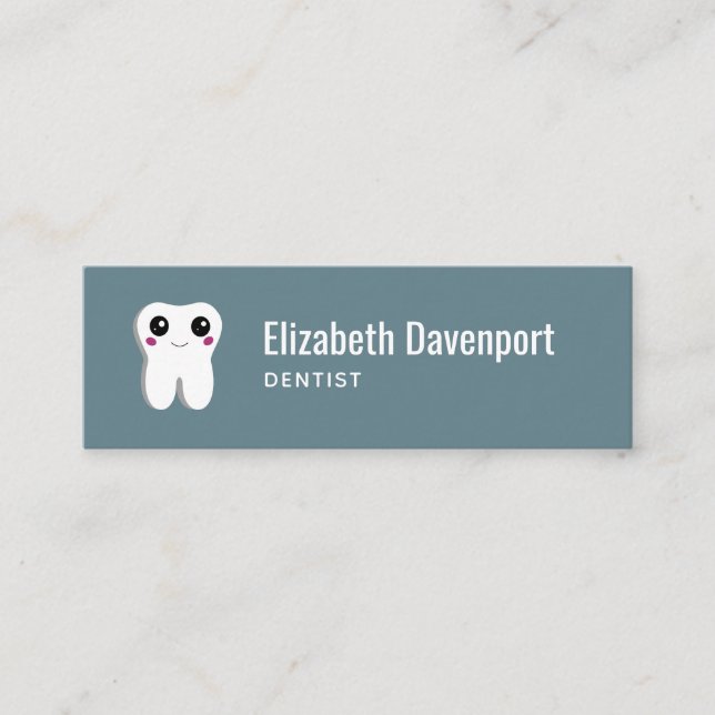 Happy Smiling Dental Tooth Cute Mini Business Card (Front)