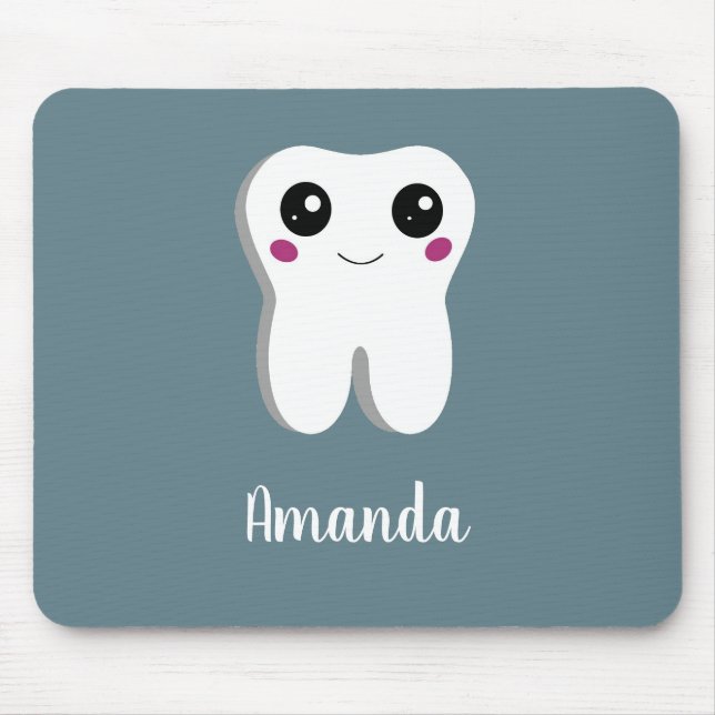 Happy Smiling Dental Tooth Cute Mouse Pad (Front)